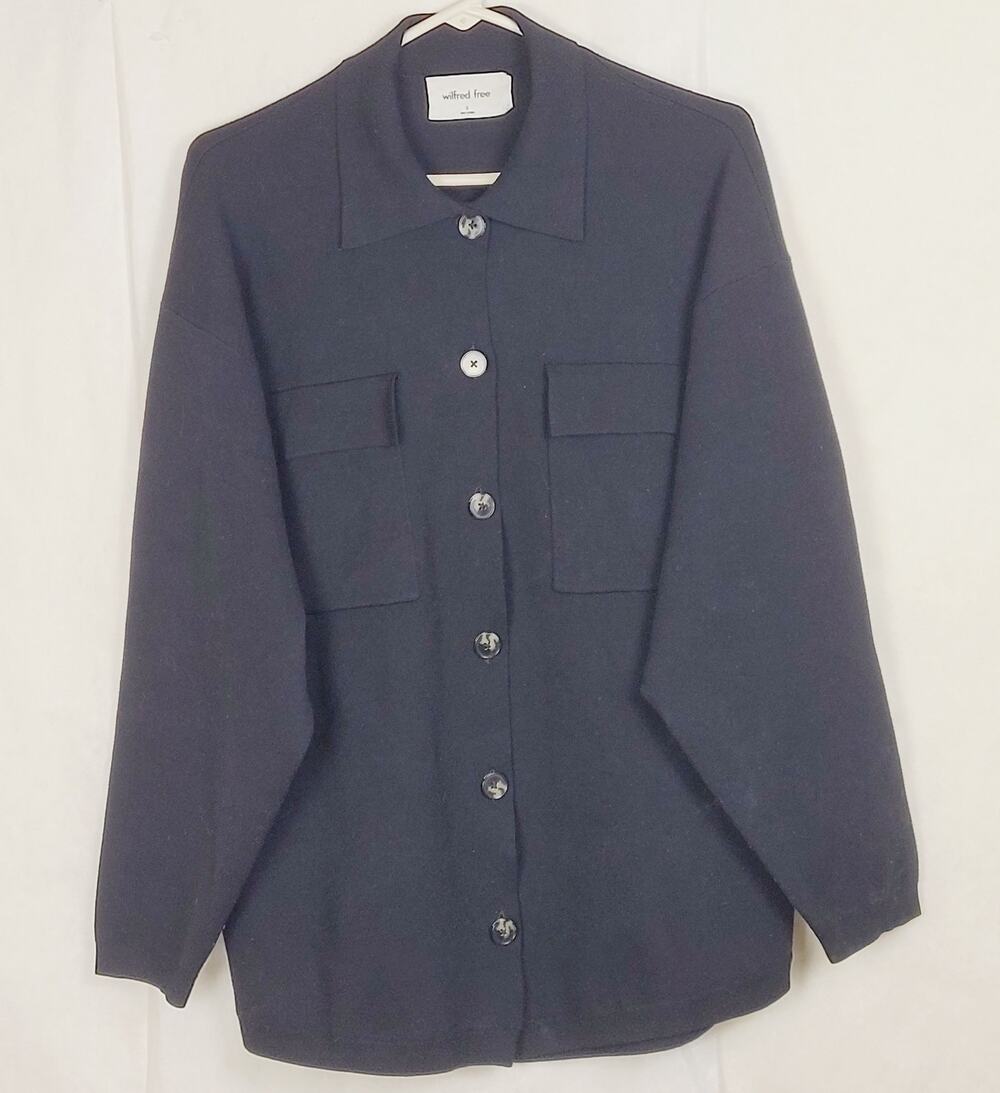 Wilfred Free Ronnie black oversized knit shacket Size Sm Minimal Casual Utility
